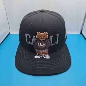 California Republic Cali Bear Hat Snap Back Embroidered Gray Black Cotton